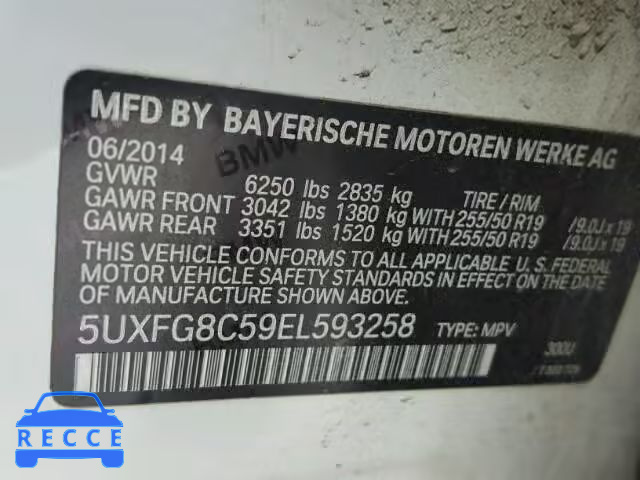 2014 BMW X6 XDRIVE5 5UXFG8C59EL593258 зображення 9