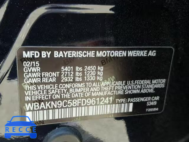 2015 BMW 550 I WBAKN9C58FD961241 image 9