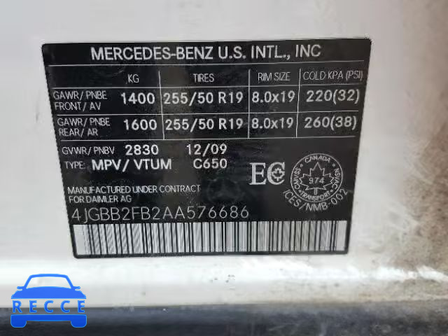 2010 MERCEDES-BENZ ML 350 BLU 4JGBB2FB2AA576686 Bild 6