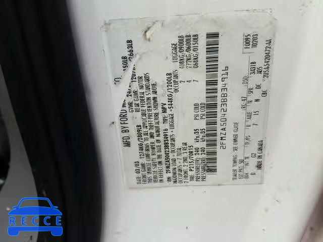 2005 MERCURY MONTEREY L PARTS0NLY6328 image 9