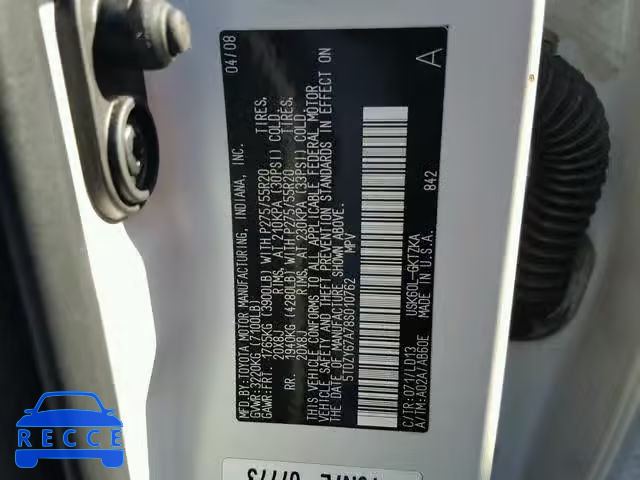 2008 TOYOTA SEQUOIA PL 5TDZY67A78S010762 image 9