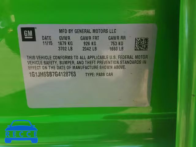 2016 CHEVROLET SONIC RS 1G1JH6SB7G4128763 image 9