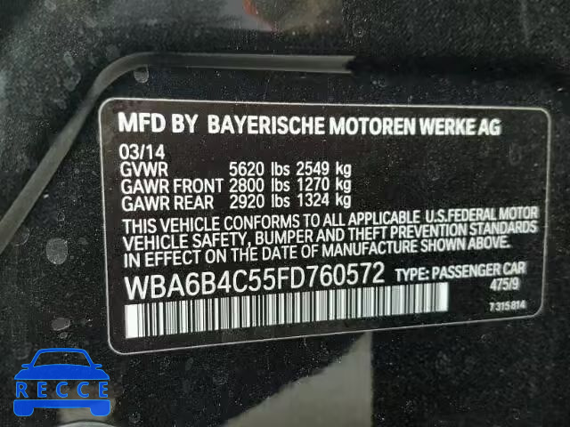 2015 BMW 650 XI WBA6B4C55FD760572 image 9