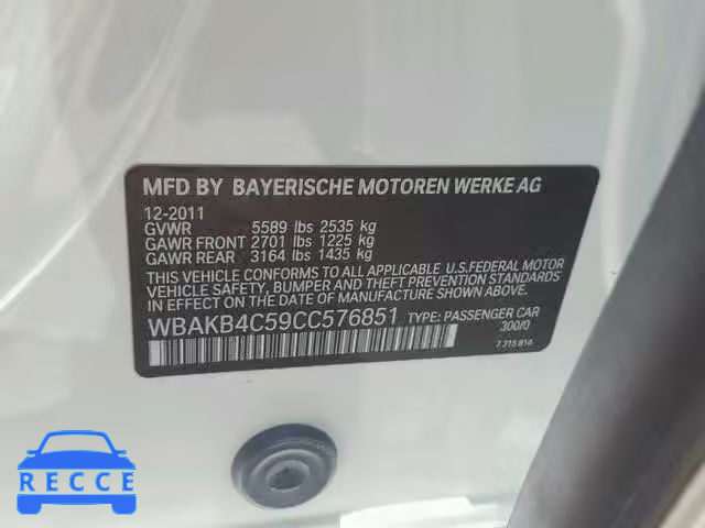 2012 BMW 740 LI WBAKB4C59CC576851 image 9
