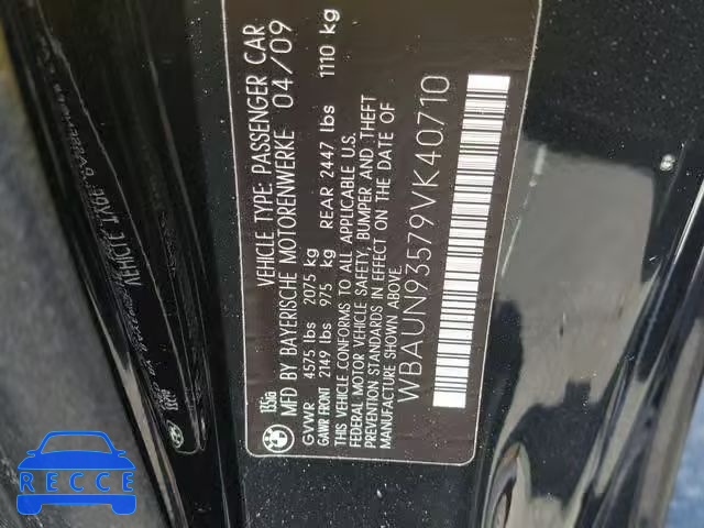 2009 BMW 135 I WBAUN93579VK40710 image 9