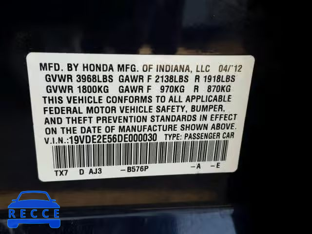 2013 ACURA ILX 24 PRE 19VDE2E56DE000030 image 9