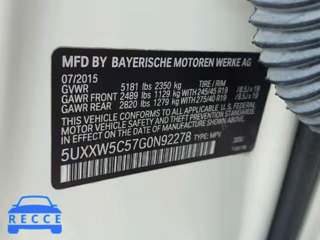 2016 BMW X4 XDRIVE3 5UXXW5C57G0N92278 image 9