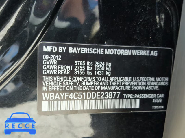 2013 BMW 740 LXI WBAYF4C51DDE23877 зображення 9