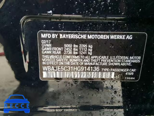 2017 BMW 540 I WBAJE5C31HG914136 Bild 9