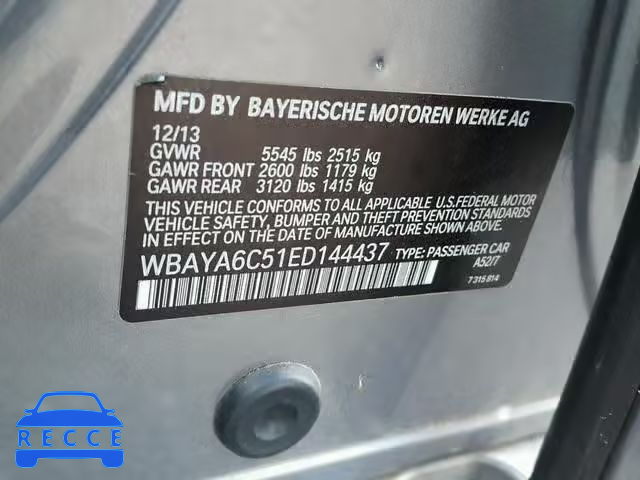 2014 BMW 740 I WBAYA6C51ED144437 зображення 9