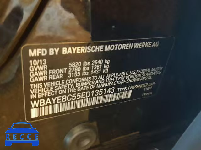 2014 BMW 750 LI WBAYE8C55ED135143 image 9