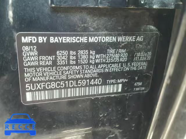 2013 BMW X6 XDRIVE5 5UXFG8C51DL591440 image 9
