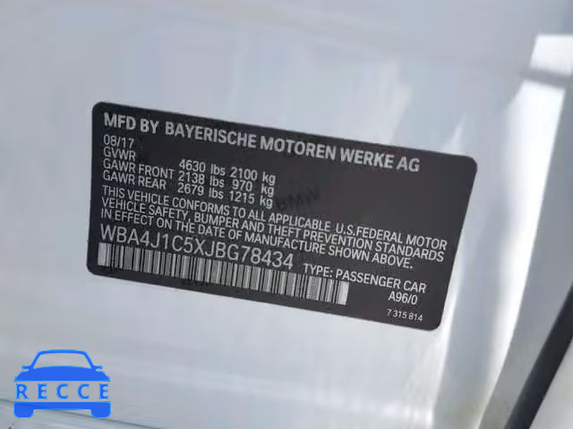 2018 BMW 430I GRAN WBA4J1C5XJBG78434 image 9