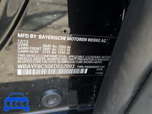 2014 BMW 750 LXI WBAYF8C50ED652993 image 9