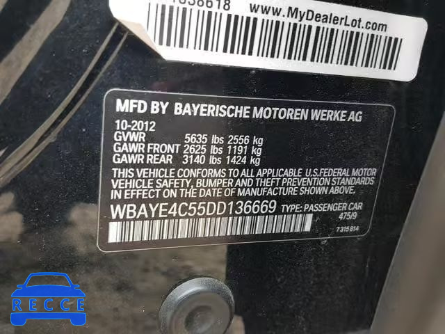 2013 BMW 740 LI WBAYE4C55DD136669 image 9