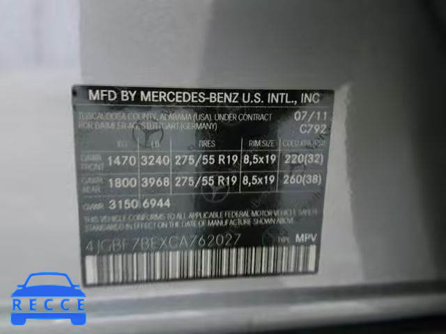 2012 MERCEDES-BENZ GL 450 4MA 4JGBF7BEXCA762027 зображення 9
