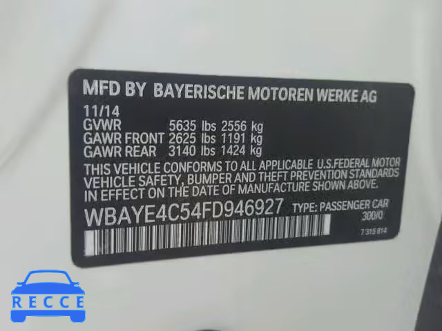 2015 BMW 740 LI WBAYE4C54FD946927 image 9