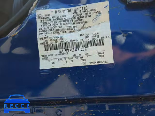 2018 FORD ECOSPORT S MAJ3P1RE8JC212857 image 7