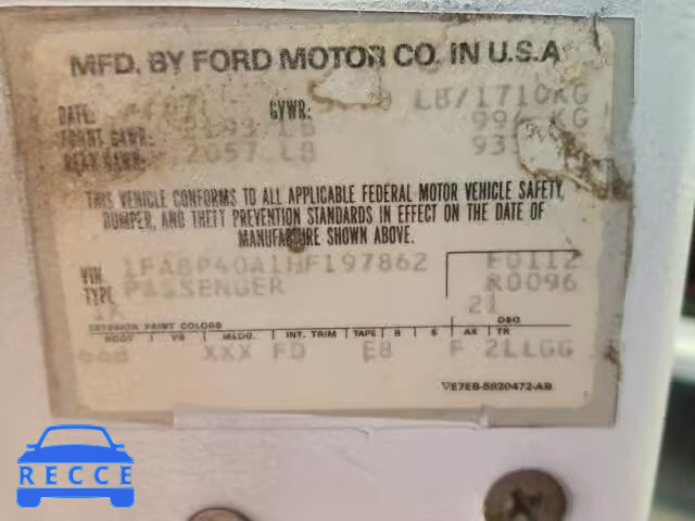 1987 FORD MUSTANG LX 1FABP40A1HF197862 image 9