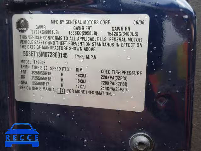 2007 SAAB 9-7X 5.3I 5S3ET13M072800145 image 9
