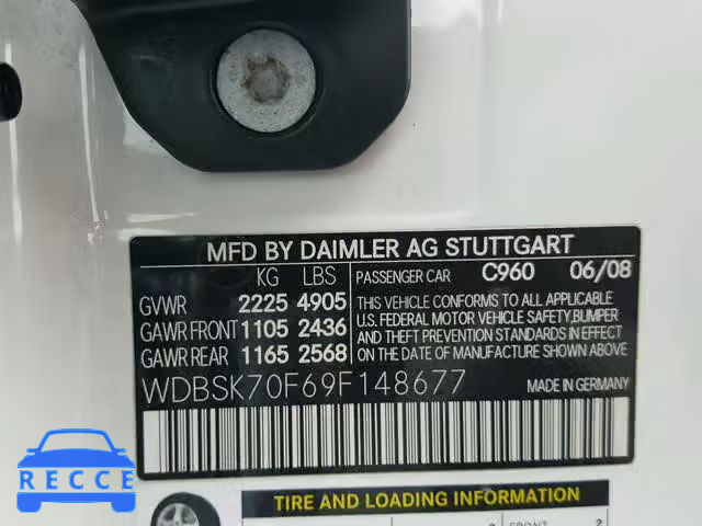 2009 MERCEDES-BENZ SL 63 AMG WDBSK70F69F148677 image 7