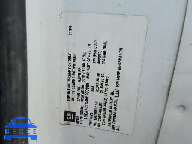 2005 GMC C7500 C7C0 1GDJ7C1C45F900880 image 9