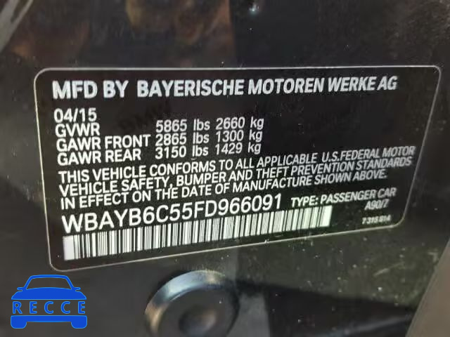 2015 BMW 750 XI WBAYB6C55FD966091 image 9