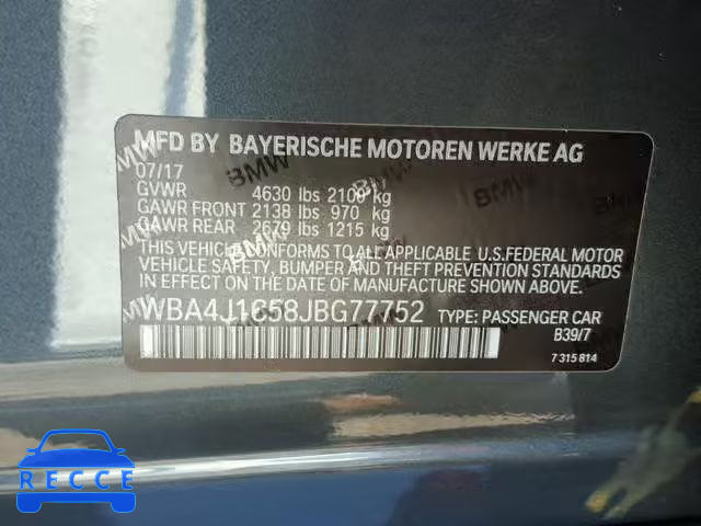 2018 BMW 430I GRAN WBA4J1C58JBG77752 image 9