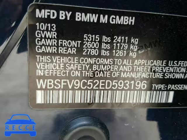 2014 BMW M5 WBSFV9C52ED593196 image 9