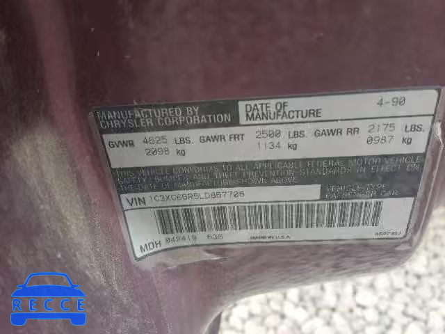 1990 CHRYSLER NEW YORKER 1C3XC66R5LD857706 image 9