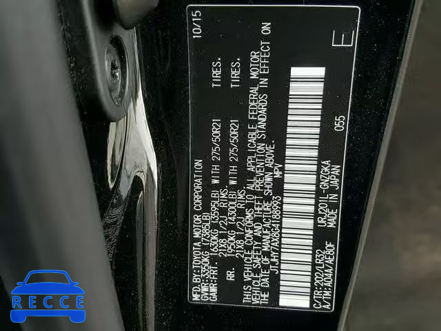 2016 LEXUS LX 570 JTJHY7AX8G4188993 image 9