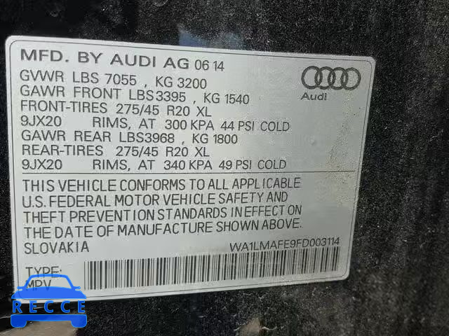 2015 AUDI Q7 TDI WA1LMAFE9FD003114 image 9