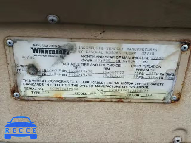 1988 CHEVROLET CHIEFTAIN 1GBKP37W2J3338827 image 9