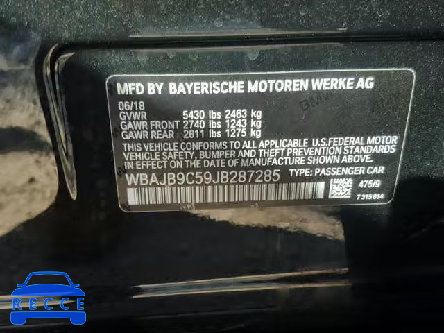 2018 BMW M550XI WBAJB9C59JB287285 зображення 9