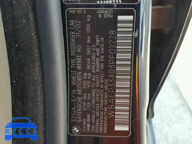 2003 BMW 325 XIT WBAEP33403PF02228 зображення 9