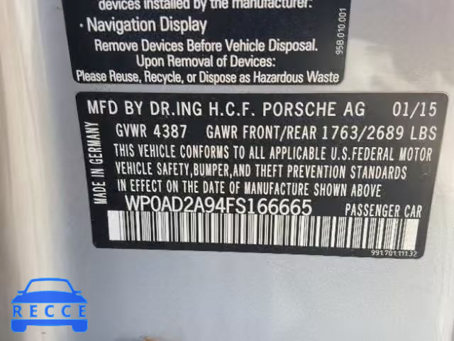 2015 PORSCHE 911 TURBO WP0AD2A94FS166665 image 9