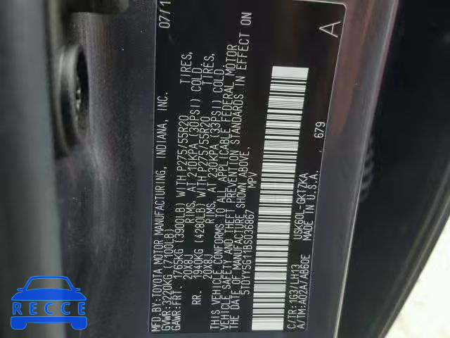 2011 TOYOTA SEQUOIA PL 5TDYY5G11BS036867 image 9