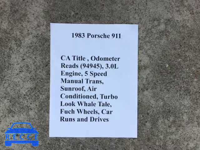 1983 PORSCHE 911 SC WP0AA0915DS121596 зображення 9