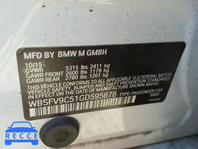 2016 BMW M5 WBSFV9C51GD595878 image 9