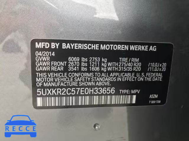 2014 BMW X5 SDRIVE3 5UXKR2C57E0H33656 image 9