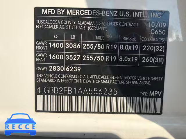 2010 MERCEDES-BENZ ML 350 BLU 4JGBB2FB1AA556235 Bild 9