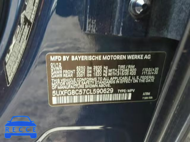 2012 BMW X6 XDRIVE5 5UXFG8C57CL590629 image 9