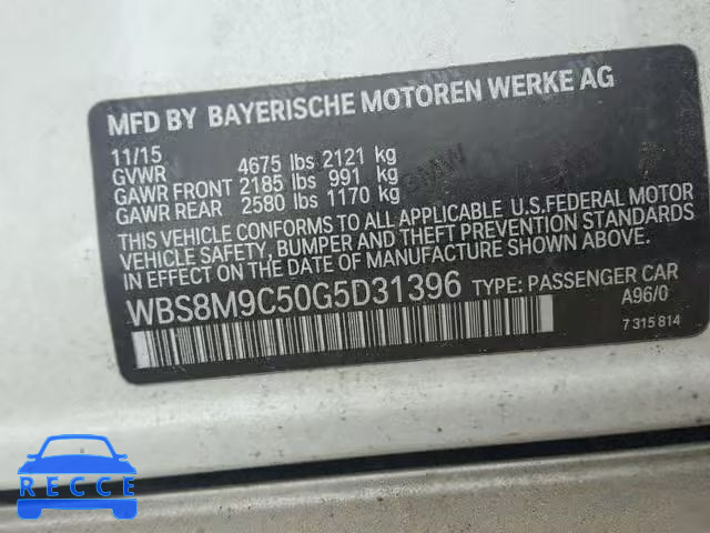 2016 BMW M3 WBS8M9C50G5D31396 зображення 9