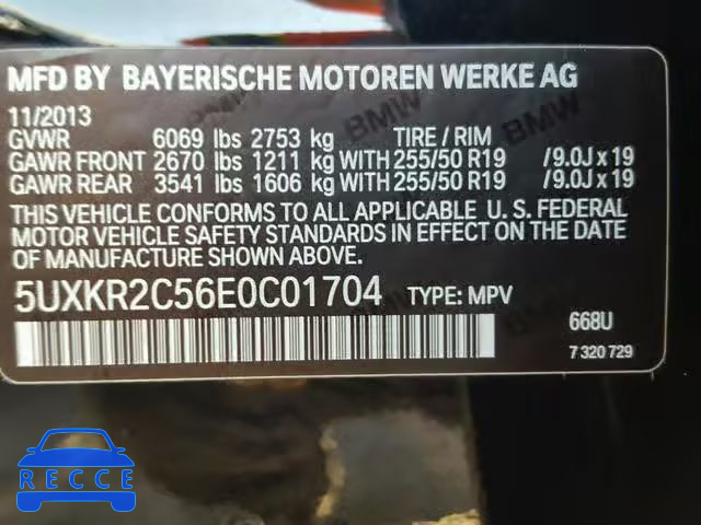 2014 BMW X5 SDRIVE3 5UXKR2C56E0C01704 image 9