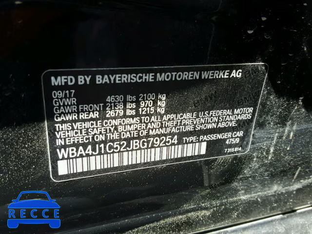2018 BMW 430I GRAN WBA4J1C52JBG79254 image 9