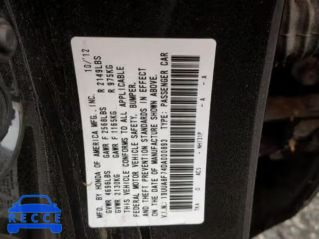 2013 ACURA TL ADVANCE 19UUA8F74DA000893 Bild 9