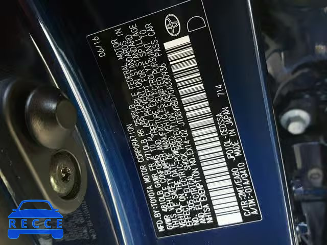 2016 TOYOTA MIRAI JTDBVRBD7GA000936 зображення 9