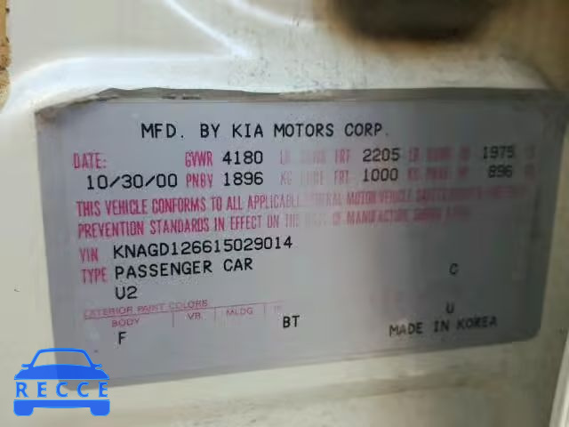 2001 KIA OPTIMA MAG KNAGD126615029014 image 9