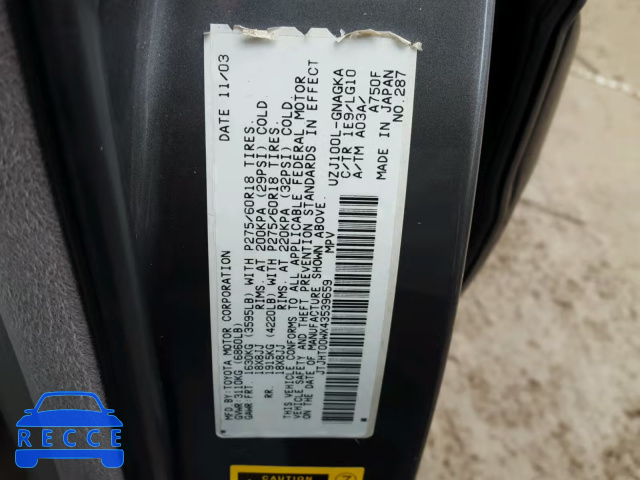 2004 LEXUS LX 470 JTJHT00WX43539659 image 9