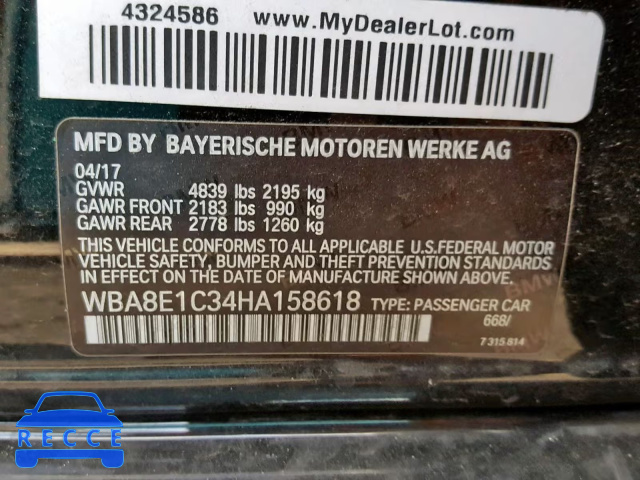 2017 BMW 330E WBA8E1C34HA158618 image 9
